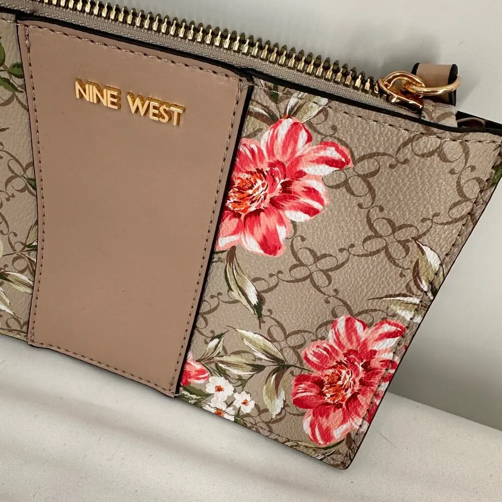Nine West Begonia Floral Logo Wristlet